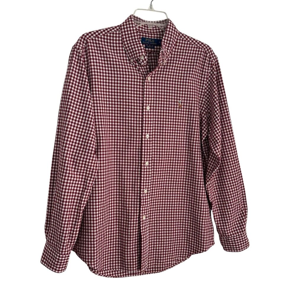 Polo Ralph Lauren Classic Fit Red Gingham Shirt Long Sleeves Size M White Pony